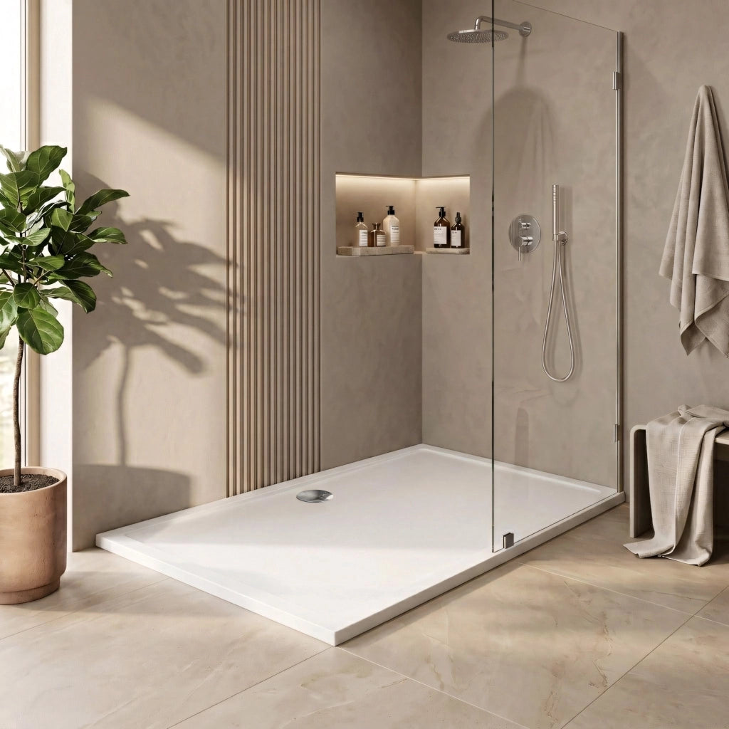 Piatto Doccia Acrilico Rea Savoy White 80x100 Copertura oro spazzolato