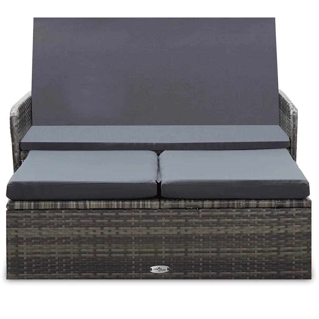 Set Divani da Giardino 2 pz con Cuscini in Polyrattan Grigio cod mxl 41453