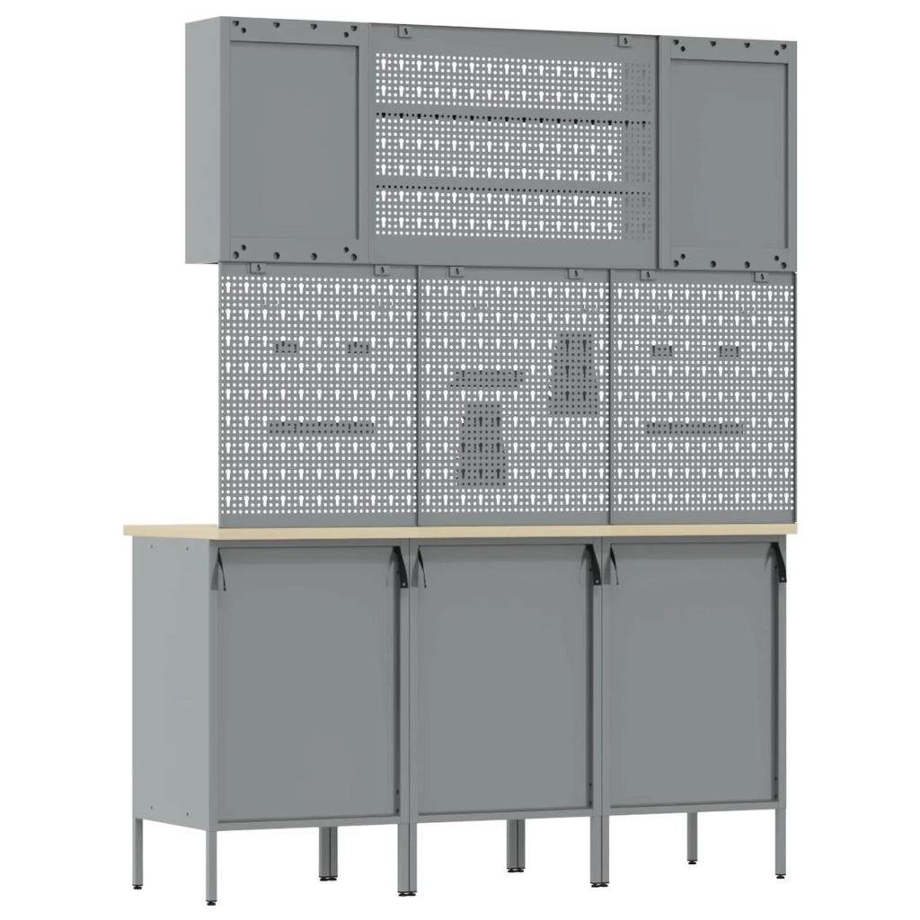 Mobile da lavoro 7 pcs Nero Legno ingegnerizzato e acciaio 3321442
