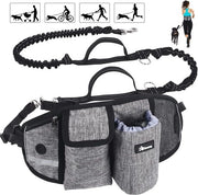 Cinturone per Cani a Mano Libera con Cinturino di Supporto Largo - Dampening Elastico - Cintura Adattabile alla Coscia - Riflettente - Borsa per Telefono - Peso di Resistenza fino a 60kg