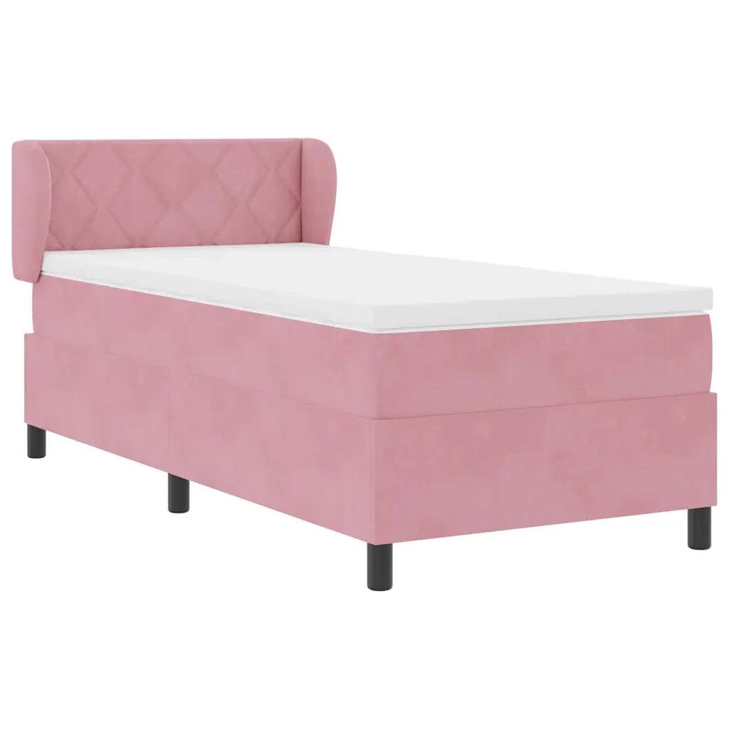Letto a molle con cuscino Rosa 100 x 200 cm Velluto 3340435