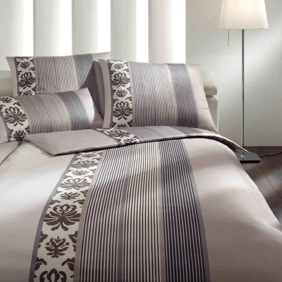 Tessuto di Satin per Letto con Disegno a Strisce 4022/7 Grigio Grafite 135 x 200 cm