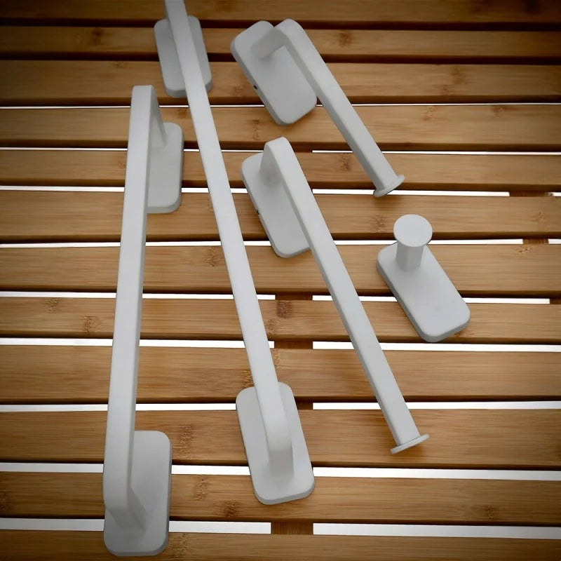 Portasciugamani a muro 45 cm in acciaio inox bianco con doppio fissaggio