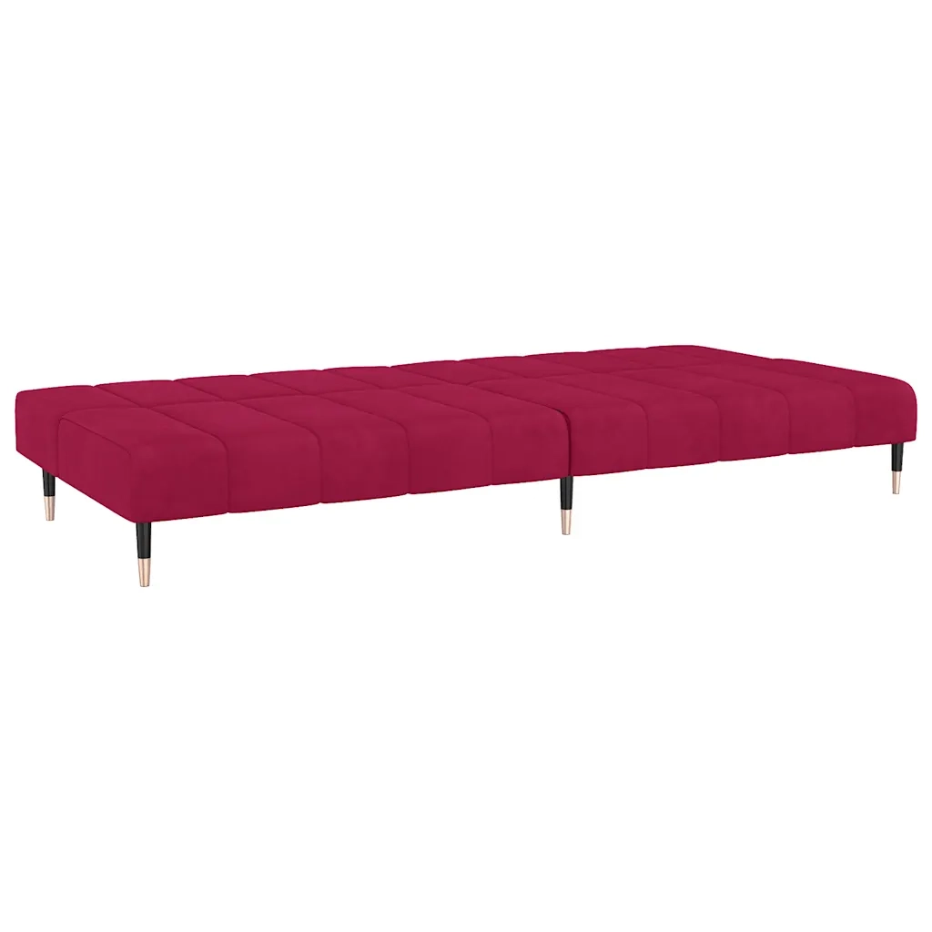 Divano Letto a 2 Posti Rosso Vino in Velluto 375879