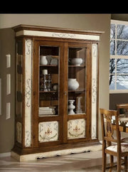 Vetrina 2 porte arte povera legno dipinto/bassano 145x48x212 - Mobili 2G