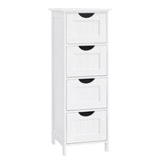 Mobiletto da bagno su gambe mobile contenitore con 4 cassetti 30 x 30 x 82 cm per soggiorno cucina e corridoio bianco 12_0006505