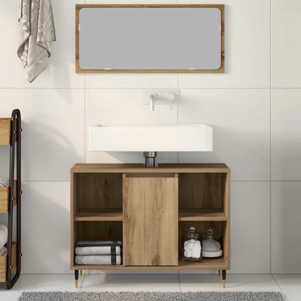 Mobile da Bagno con porta Rovere artigianale 80 x 33 x 60 cm 873893
