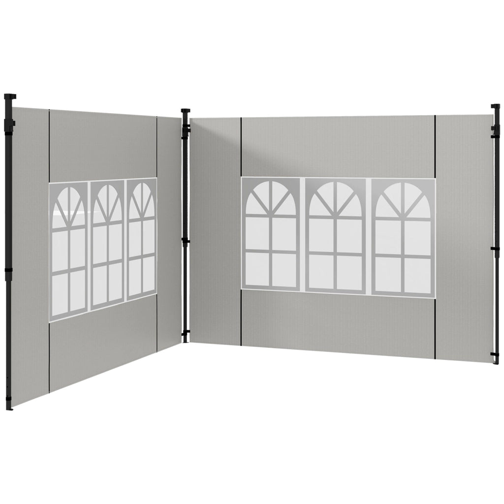 Set 2 Pareti Laterali per Gazebo 3x3 m e 3x6m con Finestre, in PE e Plastica, 293x193 cm, Bianco