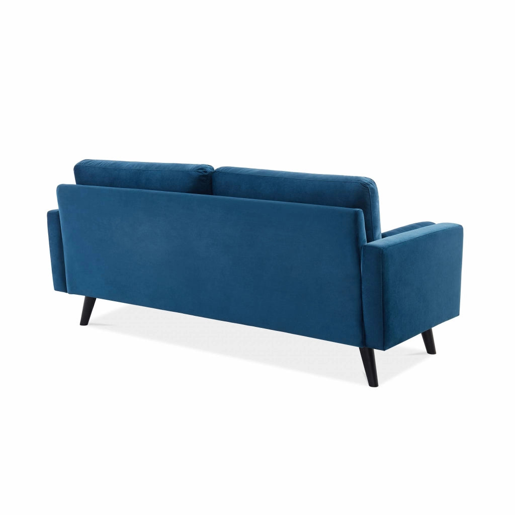 Divano con gambe in legno, 3 posti, blu navy