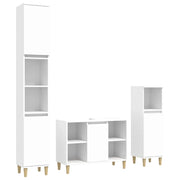Set Mobili da Bagno | Armadio da bagno 3 pz Bianco in Legno Multistrato