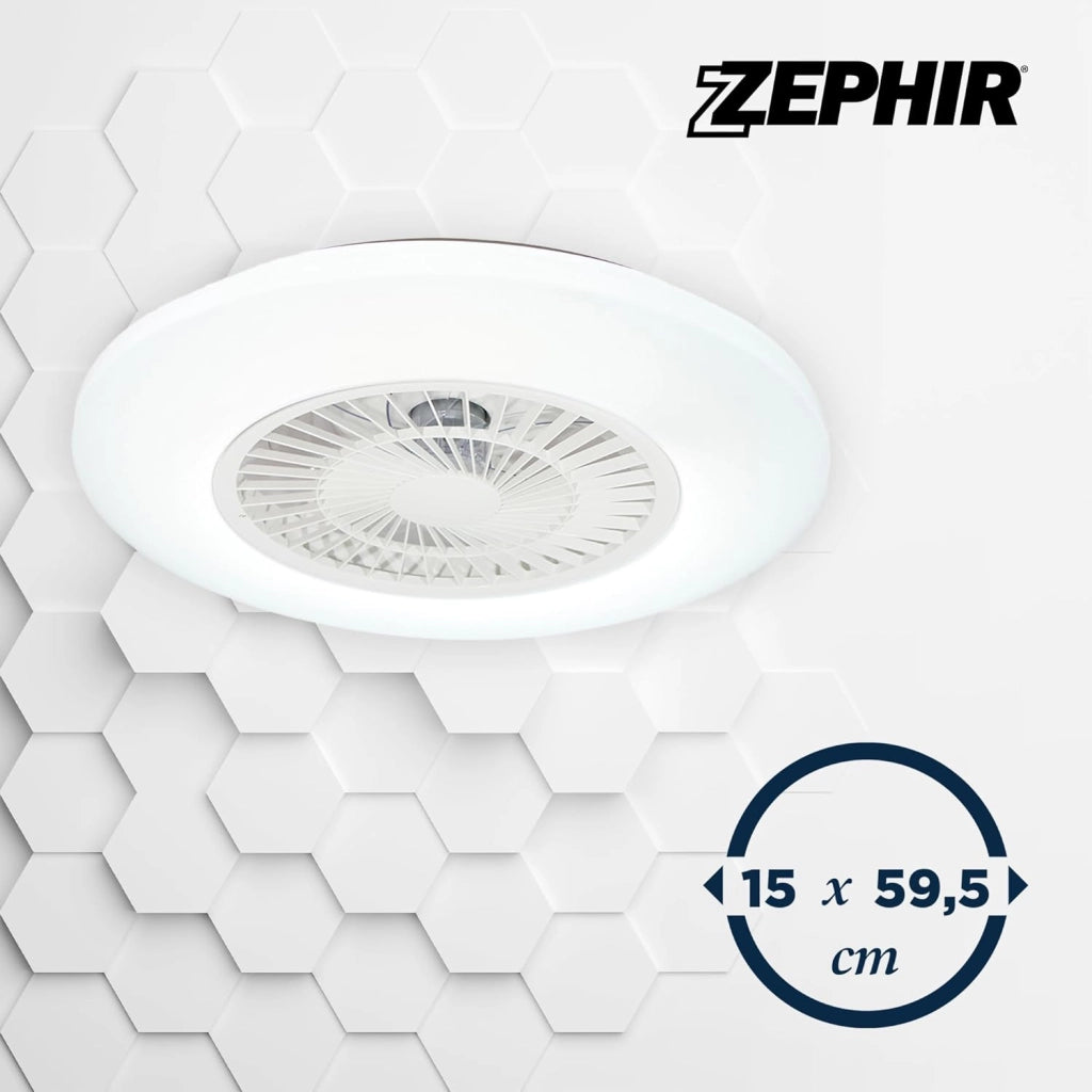 Ventilatore Plafoniera LED Zephir ZVP1 45W con Luce RGB Multicolor e CCT Dimmerabile, Motore DC, Telecomando, 6 Velocità, Funzione Reverse, 5500 Lumen