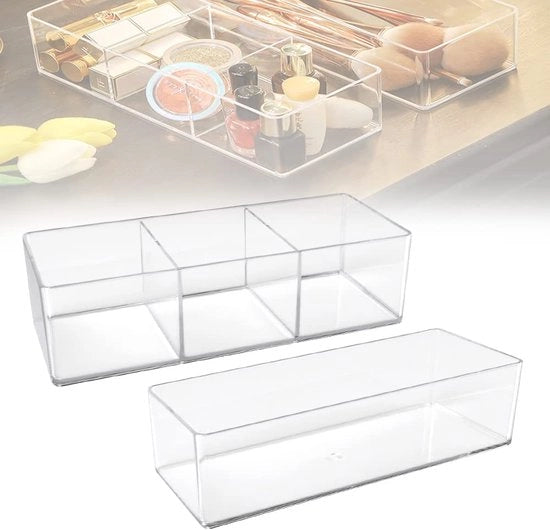 Set di 2 Organizzatore Cosmetici Scatola di Makeup Lade Box Realizzato in Plastica Divisore di Lade Scatola Acrilica di Cosmetici Scatola di Makeup per Comodini Soggiorno Camera da Letto Capotasto con 2 Lade