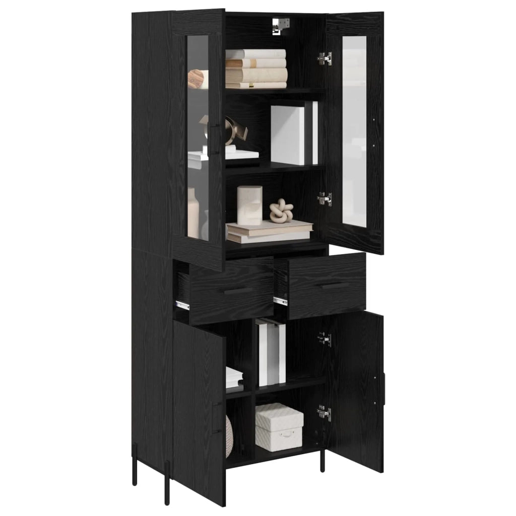 Credenza | Madia | Buffet da pranzo | Armadio da pranzo Rovere Nero 69,5 x 34 x 180 cm Legno multistrato
