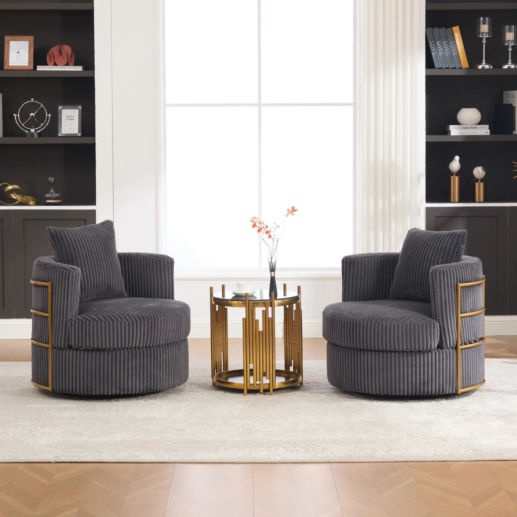 POLTRONA girevole 76x79x78 cm in tessuto cord Grigio