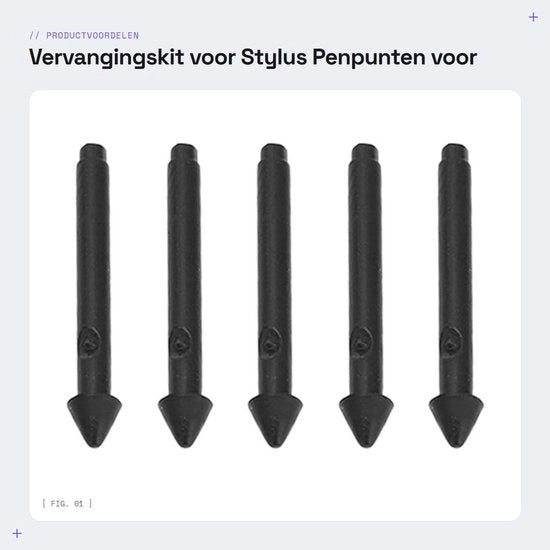 Kit di sostituzione per penna stilografica tablet - 5 pezzi - Scrittura precisa - Sensibile al tocco - Punta antiscivolo - Adatto per Pro 7/6/5/4/Book/Studio/Go - Punte stilografiche
