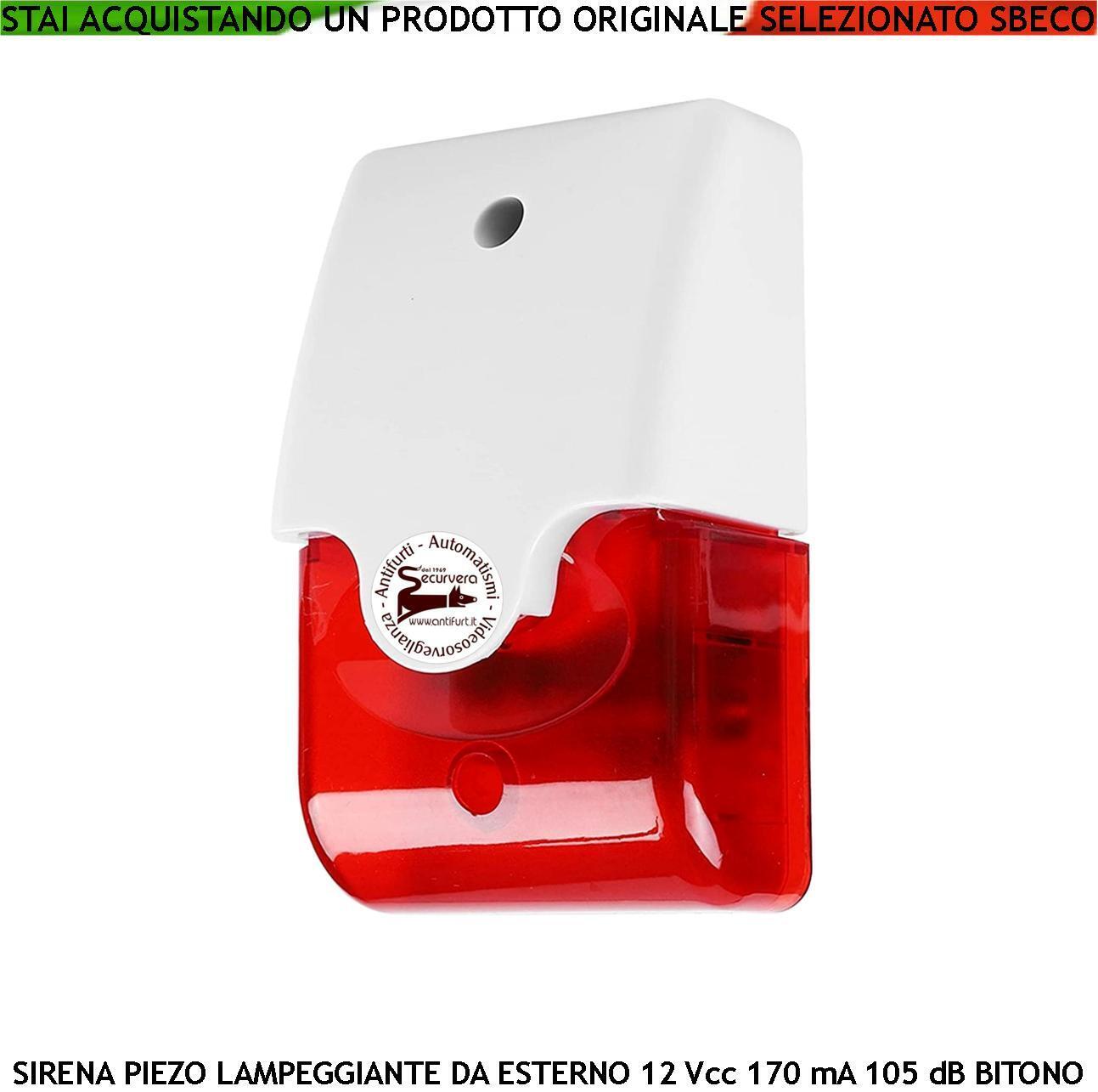 SIRENA LAMPEGGIANTE CON TRASDUTTORE PIEZOELETTRICO SECURVERA SA-SLQSPLABSD