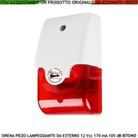 SIRENA LAMPEGGIANTE CON TRASDUTTORE PIEZOELETTRICO SECURVERA SA-SLQSPLABSD