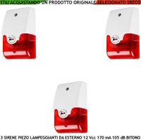 SIRENA ANTIFURTO LAMPEGGIANTE 3 PEZZI DIFFUSORE SECURVERA SA-SLQSPLABTB