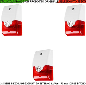 SIRENA ANTIFURTO LAMPEGGIANTE 3 PEZZI DIFFUSORE SECURVERA SA-SLQSPLABTB
