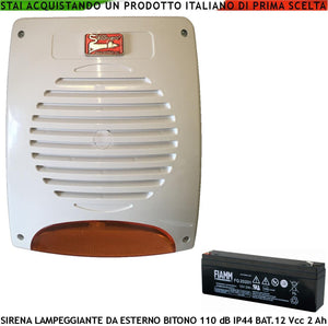 SIRENA LAMPEGGIANTE A LED DA ESTERNO MELODIA BITONALE SECURVERA SS-SLFSLEBFTB