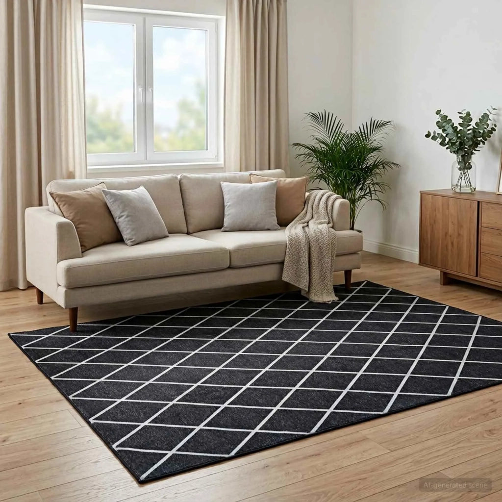 Tappeto ORIZ Motivo a diamante nero 240 x 240 cm 42050350