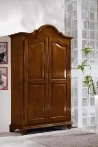Armadio in legno massiccio di pioppo 2 anta mod Venezia arte povera noce scuro