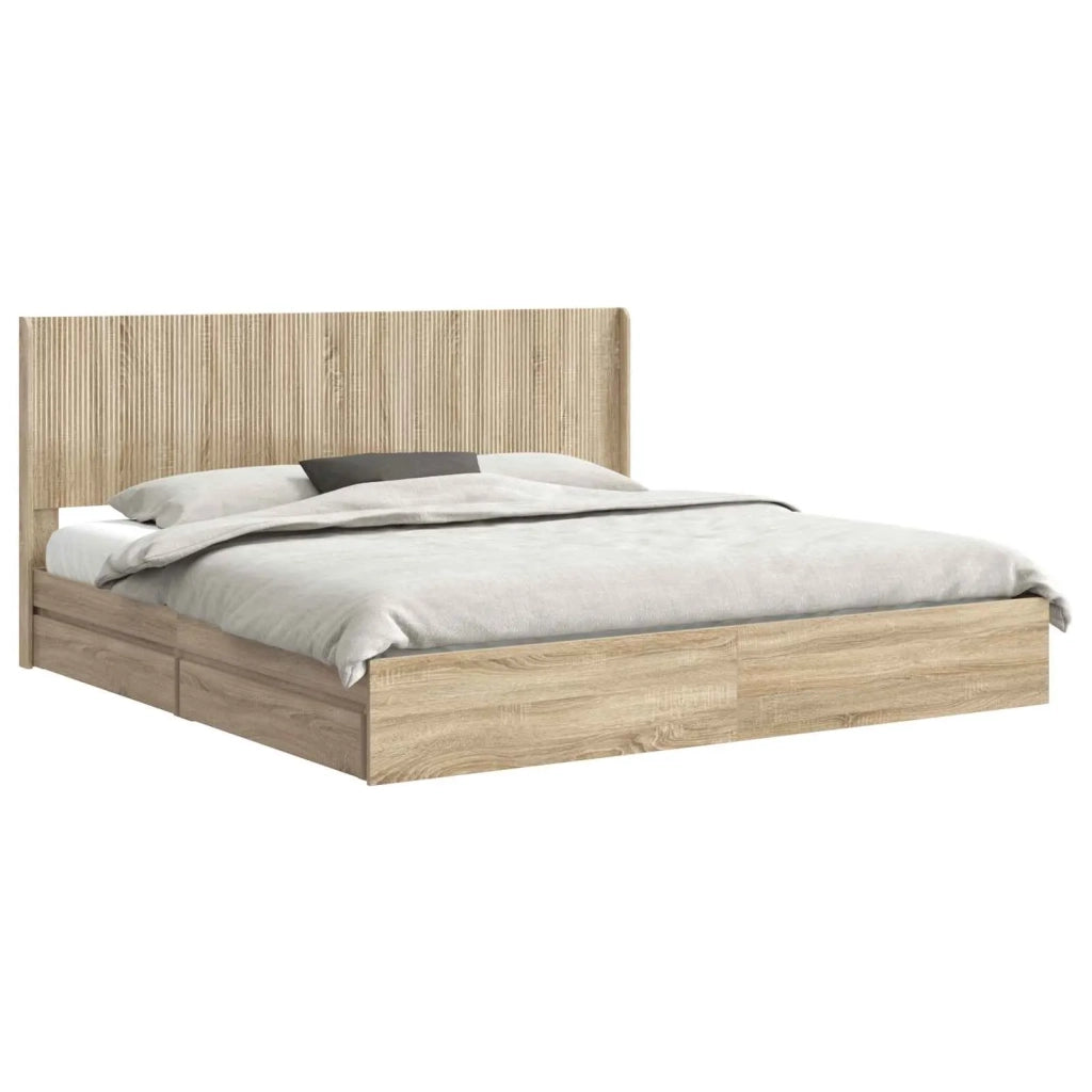 Struttura del letto con stoccaggio e testata Rovere Sonoma