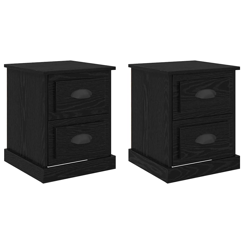 Armadio da Notte 2 pcs Rovere Nero 39 x 39 x 47.5 cm