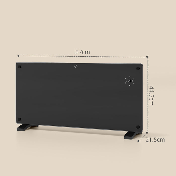 Riscaldatore a Convezione 2000W da Pavimento o a Parete con Telecomando e Timer Nero