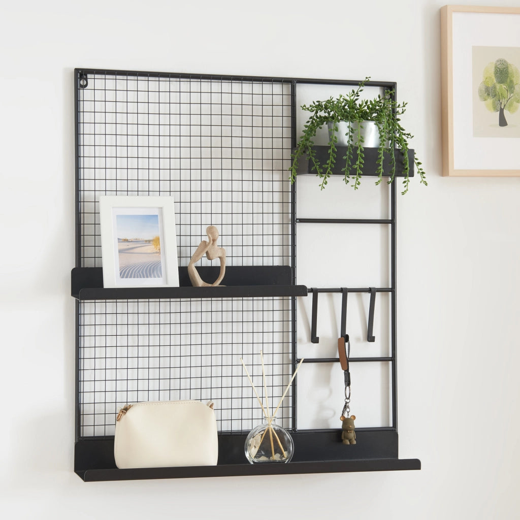 Bacheca Multifunzionale Westre 70 x 60 cm Metallo Nero [en.casa]