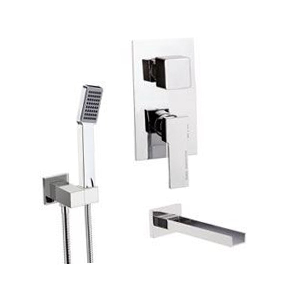 Set doccia con soffione, bocca incasso e miscelatore - serie qubika cascata