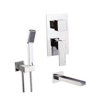 Set doccia con soffione, bocca incasso e miscelatore - serie qubika cascata