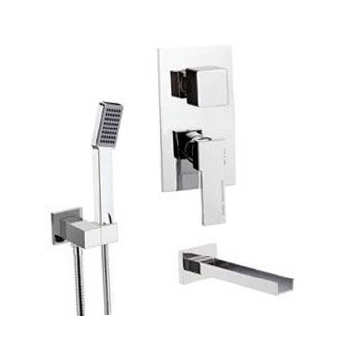 Set doccia con soffione, bocca incasso e miscelatore - serie qubika cascata