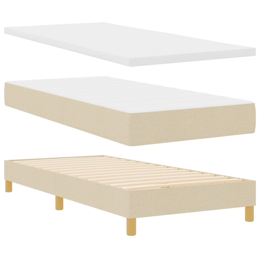 Letto a Molle con Materasso Panna 90x190 cm Tessuto