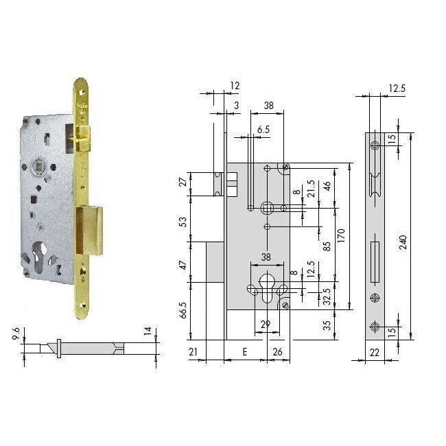 SERRATURA CISA LEGNO SENZA CILINDRO 1.5C631.70.0