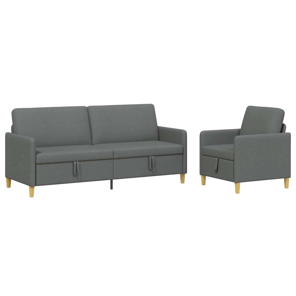Set di Divani con Storage 2 pcs Grigio Scuro Poliestere 3429233