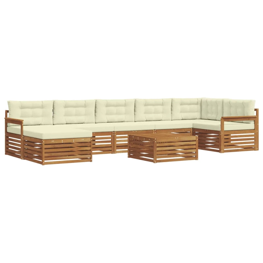 Set di divani da esterno con cuscino 8 pcs Naturale e Crema