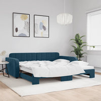 Divano Letto con Letto Estraibile Blu 100x200 cm in Velluto 3196935