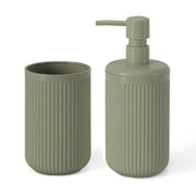 Set accessori bagno 2 pz con dispenser e portaspazzolino verde cannettato Arizona