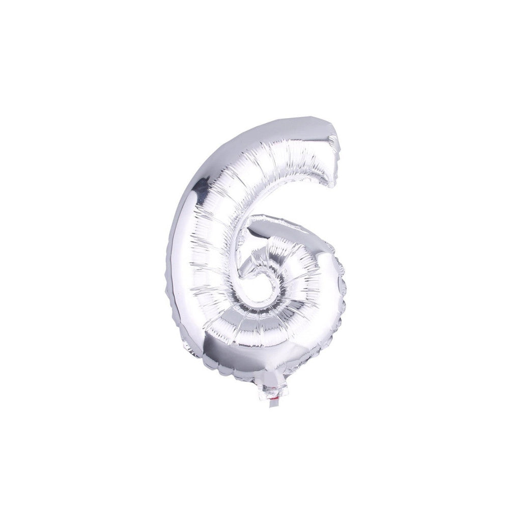 Trade Shop - Palloncino Numero 6 Gonfiabile Elio Argento 35 Cm Compleanno Festa Party Casa -