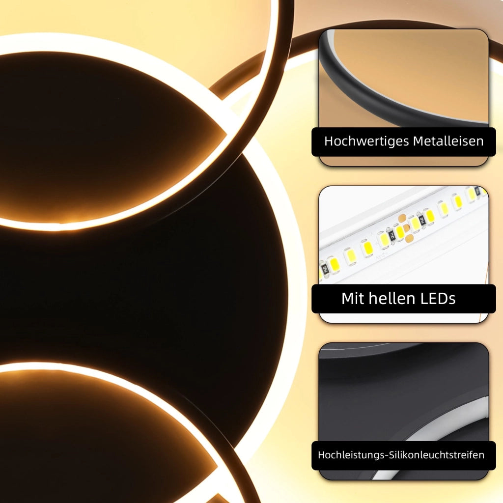 ZMH Lampada da soffitto plafoniera LED dimmerabile 5 anelli 70W per soggiorno ufficio sala pranzo