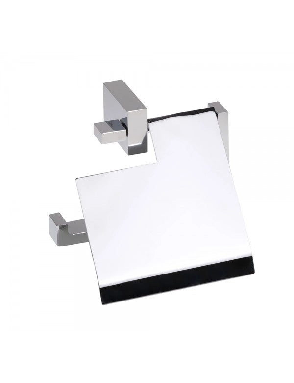 Dispenser carta igienica con coperchio GAMMA in ottone cromato 13,5 x12,8 x5 cm