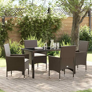 Set da Pranzo per Giardino con cuscino 5 pcs Marrone polyrattan 3379781