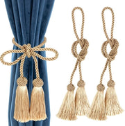 2 pezzi di corda per tende boho decorativa, cotone mano a mano, senza forature, maniglie per tende con pennelli, corda per tende e pennelli, nastri per tende, stile naturale