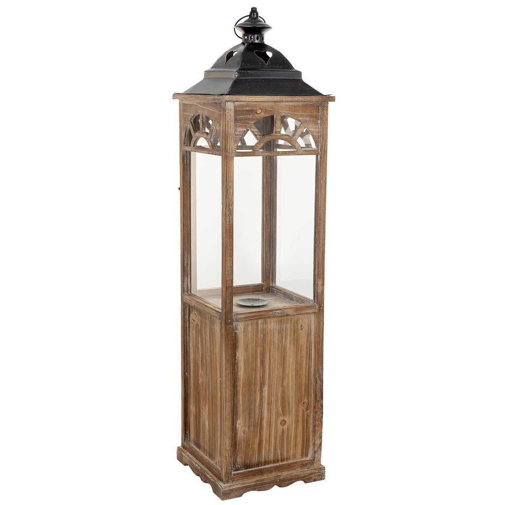 Lanterna in legno marrone 26x26x102,5h cm