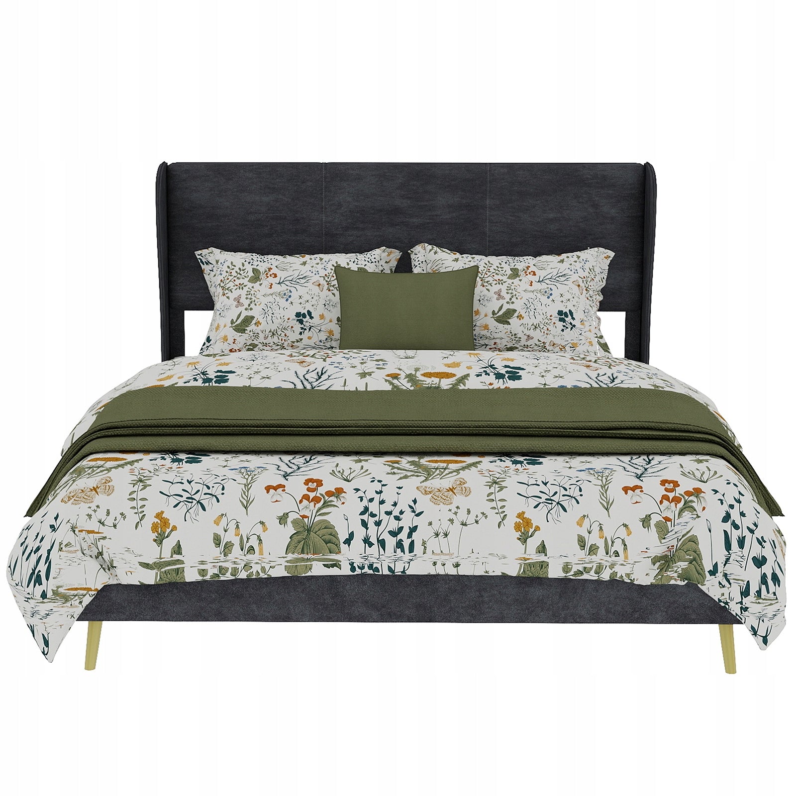 Letto imbottito 140x200 grigio minimalista - Xylo