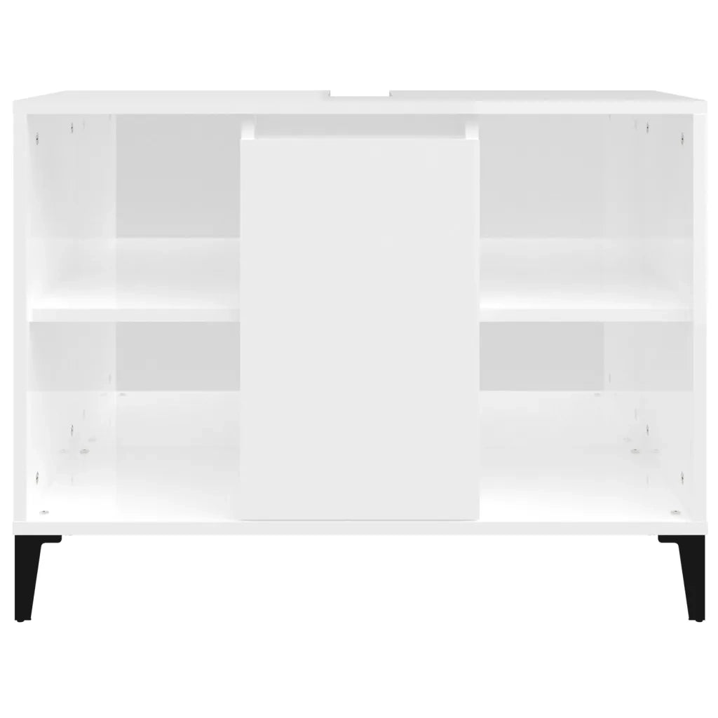 Mobile Lavabo Bianco Lucido 80x33x60 cm in Legno Multistrato 821294
