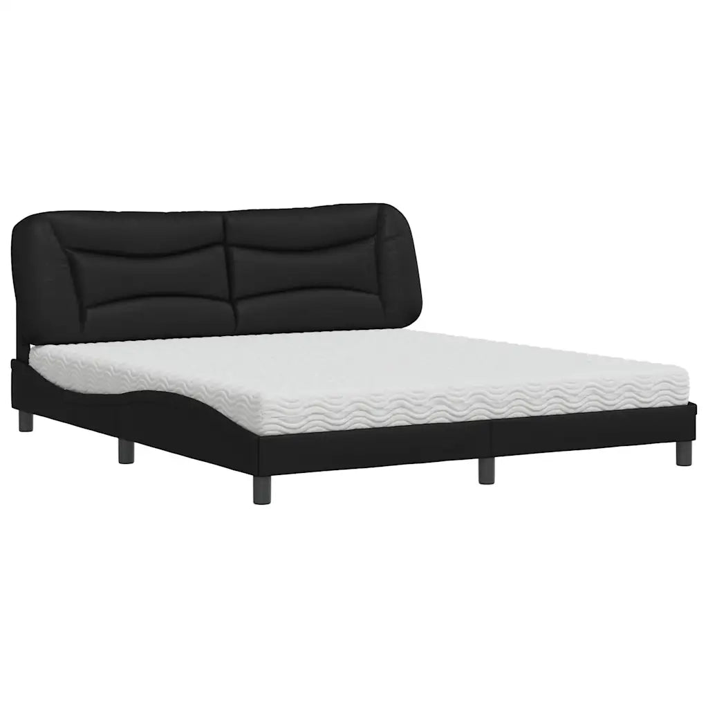 Letto con Materasso Hvar Nero 180x200 cm in Similpelle 3208738