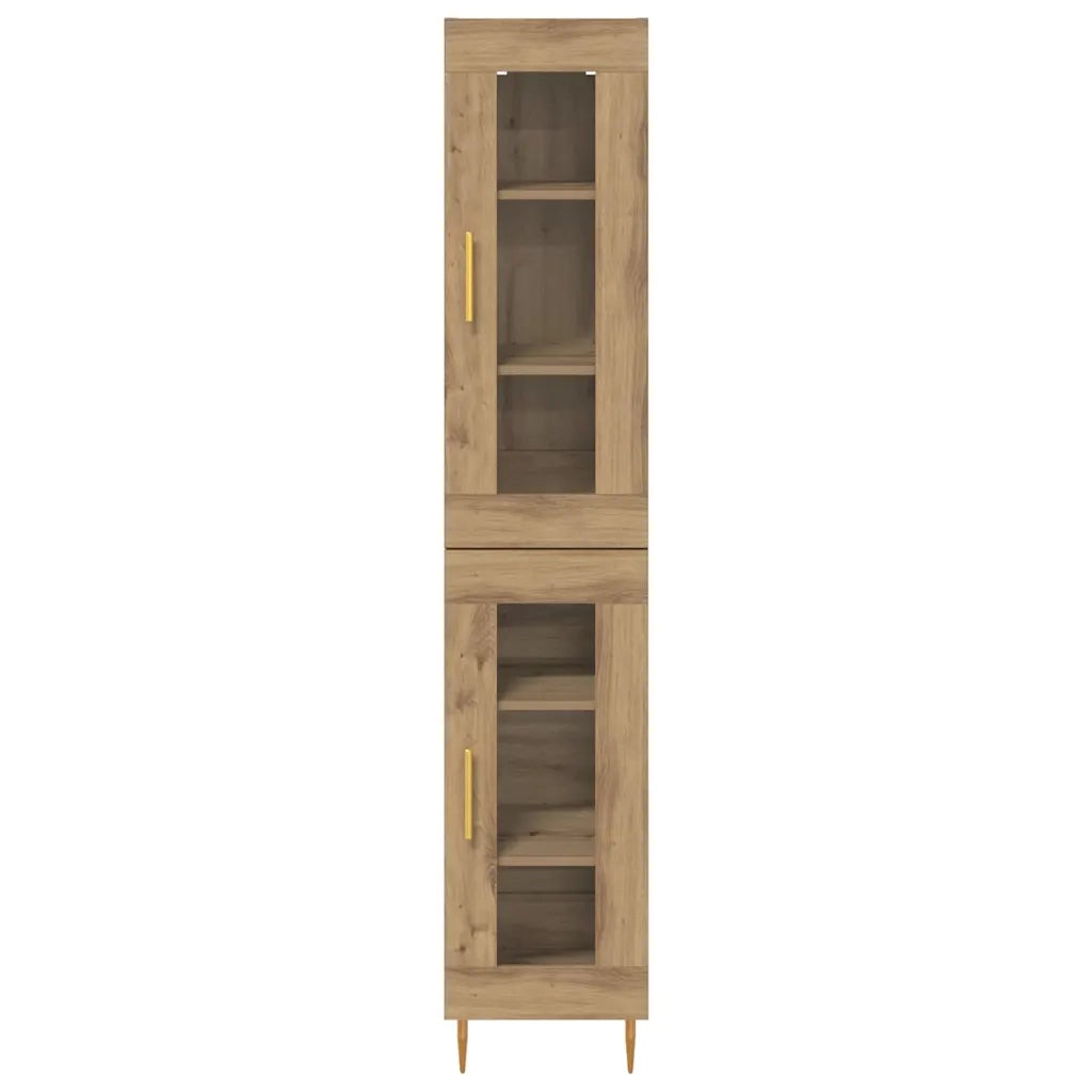 Credenza 2 pz | Madia | Buffet da pranzo | Armadio da pranzo Rovere artigianale Vetro