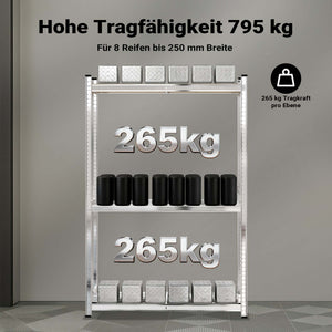 Scaffale portagomme fino a 795 kg 180x120x40cm per 8 pneumatici Per officina gommista